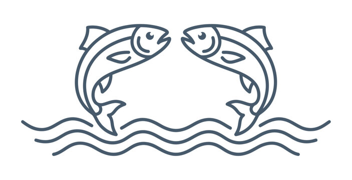 Two Fish Jumping Vector Illustration