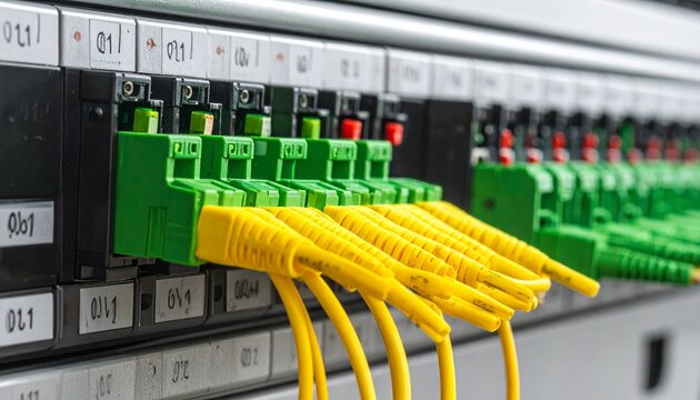 Fiber Optic Network Patch Panel with High-Speed Internet Cable Connections