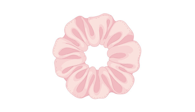 Simple and elegant pink scrunchie hair accessory shown in a clean design perfect for fashion or beauty related product imagery.
