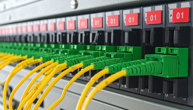 Fiber Optic Network Patch Panel with High-Speed Internet Cable Connections