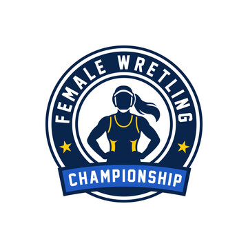 Illustration of Female Wrestler Player Logo Design Vector Illustration