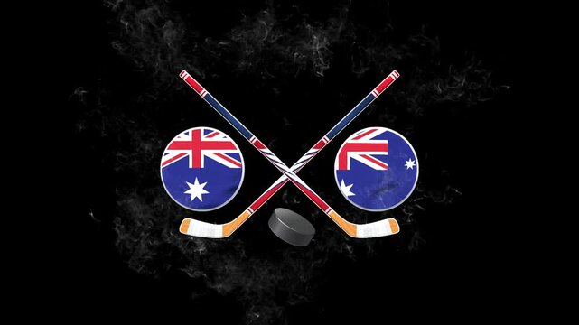 Australia vs Australia Hockey Match Illustration Video with Flags and Crossed Sticks