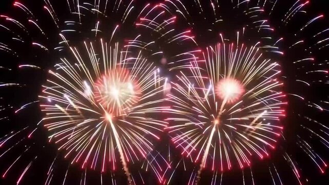 Colorful fireworks display lighting up the night sky