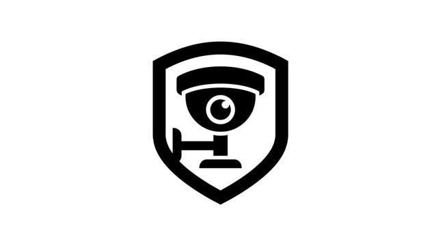 Security camera shield logo icon.