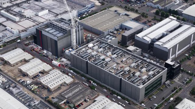Aerial view of data center campus in Slough United Kingdom