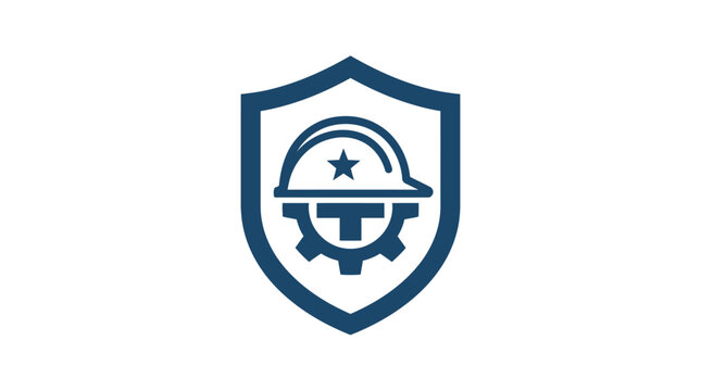 Shield with construction worker logo symbol.