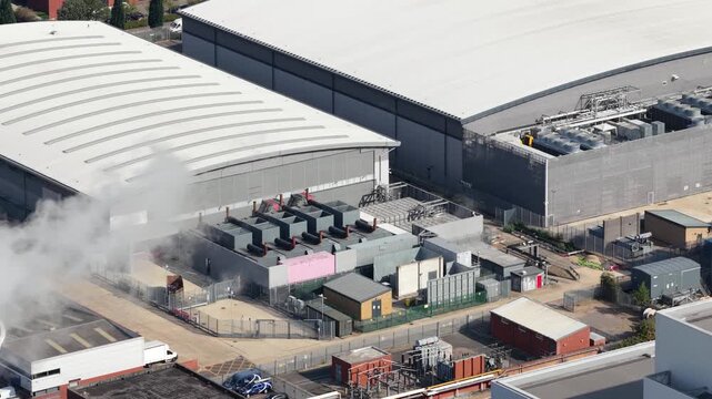 Aerial view of data center campus in Slough United Kingdom