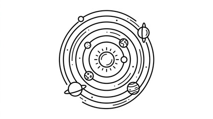 Fototapeta premium Stylized Solar System Diagram with Planets Orbiting Sun.