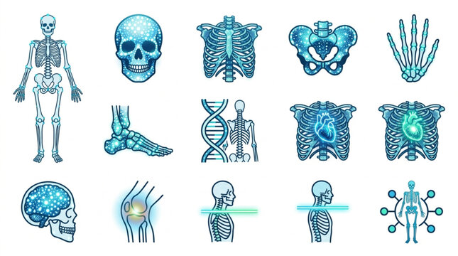 Collection of Human Anatomy Illustrations and Medical Icons.