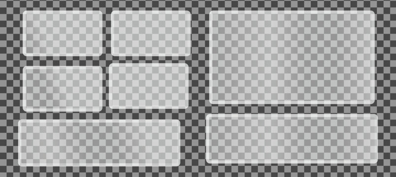 Realistic glass effect frames collection transparent rectangles for mockups digital design