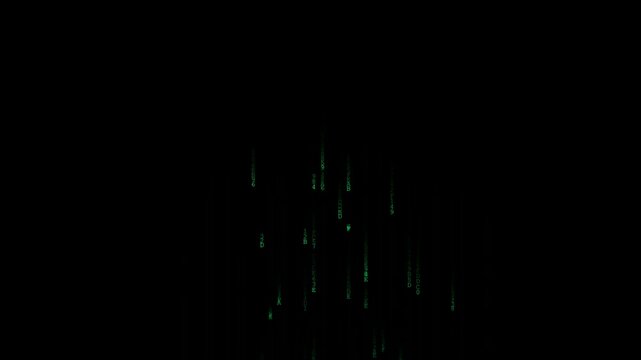 Digital Rain: Falling Green Matrix Code on Black Screen - Cyber Hacking Theme