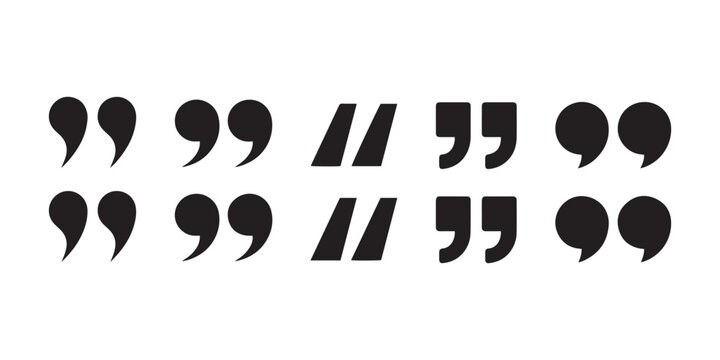 Quotation marks punctuation symbols set for text and dialogue simple and ornate styles.