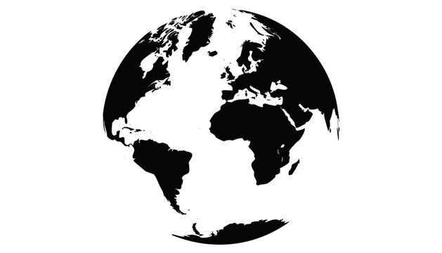 Minimalist silhouette of earth globe showing continents with geography international continents silhouette environment worldview exploration connection