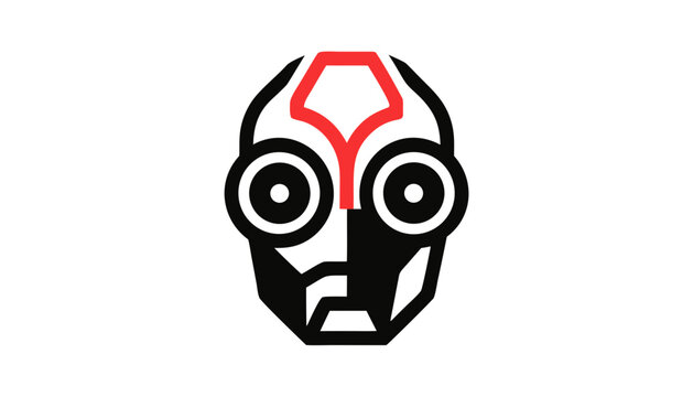 Stylized robotic head portrait with red accents for futuristic sci-fi design futuristic artificial intelligence