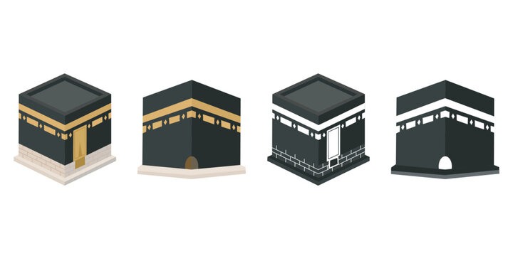 Kaaba icon set vector graphic illustration.