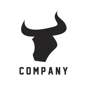 Bull Head Silhouette Logo Design with "COMPANY" Text. Strong, Minimalist Branding Symbol.