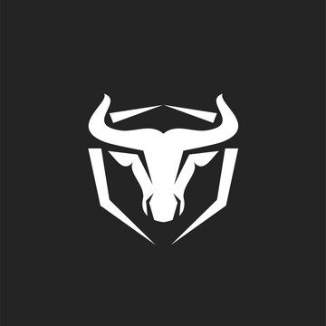 Modern Geometric Bull Head Logo Design on Dark Background Representing Strength and Power for Branding