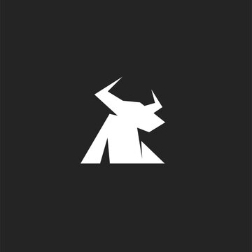 Abstract Geometric Bull Logo Design in White on Dark Background