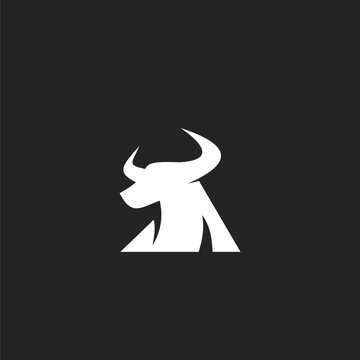 Minimalist Bull Logo Design. Abstract Geometric Bull Head Icon Symbolizing Strength, Power, and Finance.