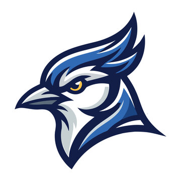 Blue Jay Bird Head Mascot Logo Premium Vector Illustration