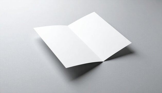 A pristine mockup of a folded paper brochure on a solid surface