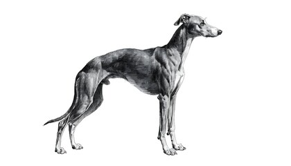 Fototapeta premium Greyhound dog standing in profile view