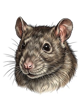 Brown rat head portrait with realistic fur and whiskers