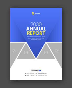Brochure cover or annual report flyer design template for corporate business agency