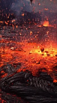 Pahoehoe lava flow from the Puu Oo eruption in February from Hawaii's volcanic activity and landscape
