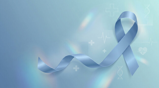 Prostate Cancer Awareness Blue Ribbon Campaign and Men's Health Concept Background Template.