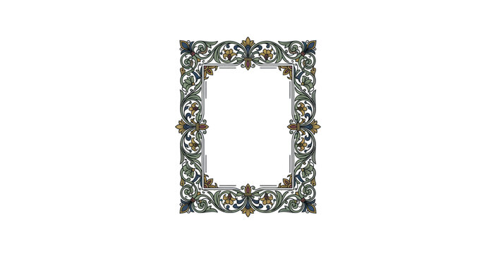 Ornate Vintage Floral Scrollwork Decorative Vector Frame