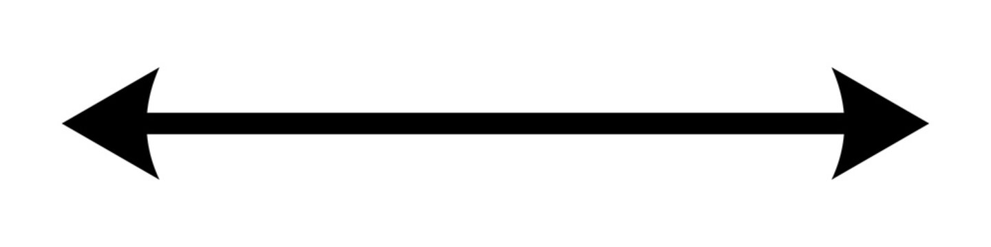 Two black opposite arrows pointing left and right, isolated on a transparent background