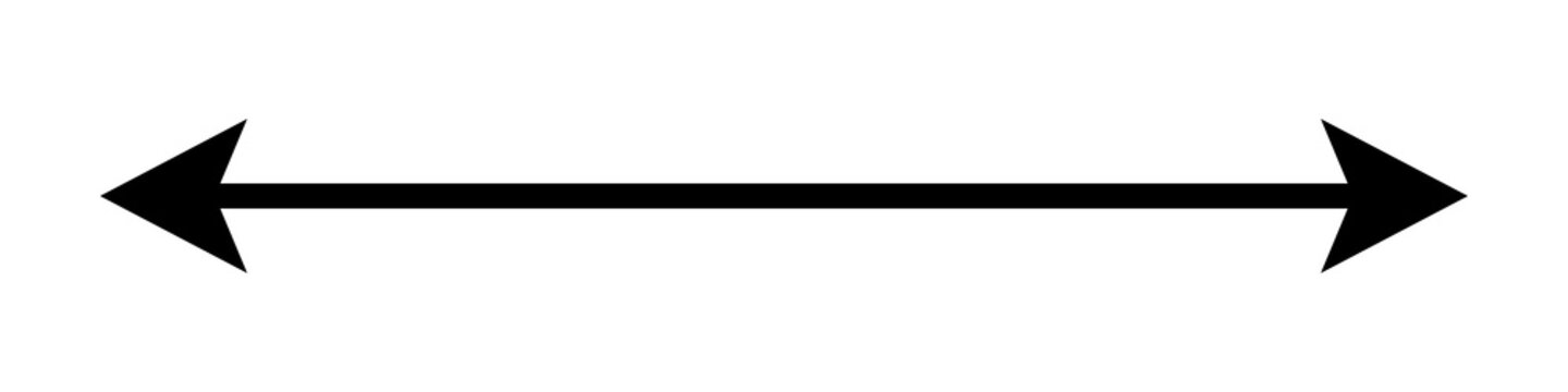 Double-ended arrow pointing left and right on a straight line, isolated on a transparent background 