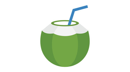 Obraz premium Refreshing Tropical Young Green Coconut Fruit with Drinking Straw Isolated on White Background Graphic Design