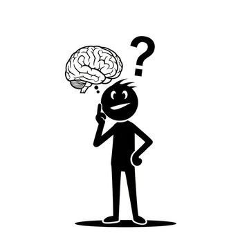 Stick figure thinking with brain question.