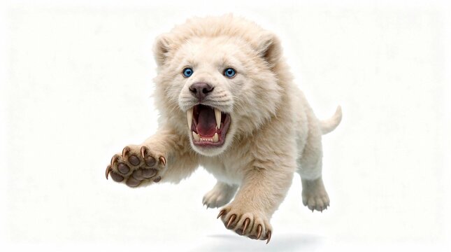 White Baby Sabertooth bear alone