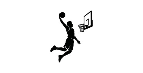 Basketball Player Slam Dunk Minimalist Vector Illustration © Vect