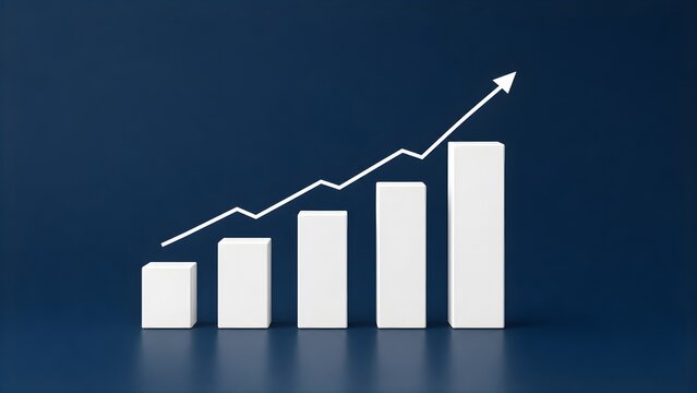 business growth graph with rising arrow, successful strategy