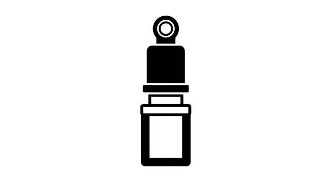 Black shock absorber icon, isolated on white background. Automotive part symbol.