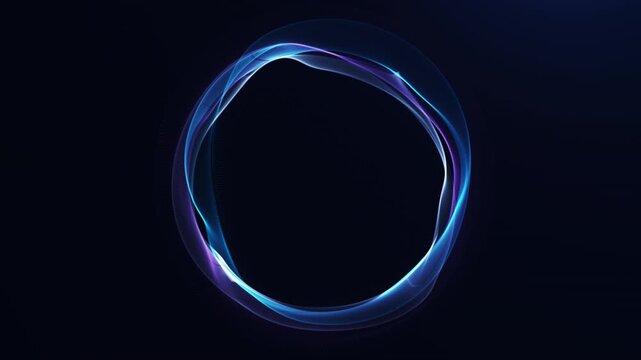 Glowing blue circular energy ring on a dark background with soft light trails and a clean futuristic look, ideal for interface design, tech branding, sci-fi visuals, and modern templates.