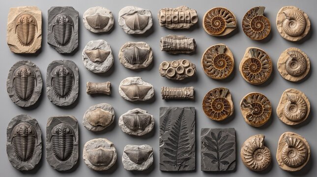 Fossil Specimen Collection Paleontological Reference Trilobite Brachiopod Crinoid Ammonite Plant Fossils Natural History