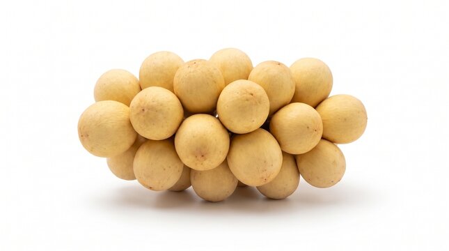 Fresh Longkong Fruit Bunch Isolated on White Background for Healthy Eating Concept
