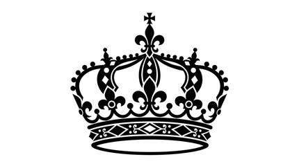 Helloween Vintage royal crown vector silhouette, ornate heraldic king headwear icon, black imperial tiara with fleur-de-lis and cross details for luxury branding vector © Md