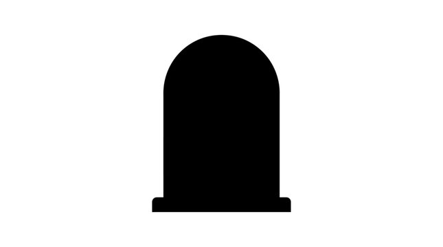 Helloween Gravestone silhouette icon, black tombstone vector illustration, cemetery headstone symbol for halloween and memorial designs, isolated funeral marker vector