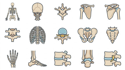 Collection of Human Skeletal Anatomy Illustrations. © stephen