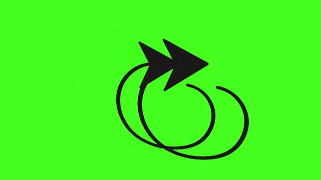 Black reload arrow animation video on green screen