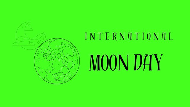International Moon Day text animation video on green screen