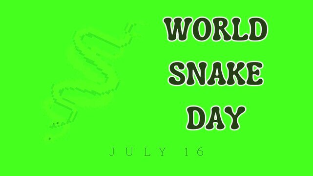 World Snake Day 16th July animation video on green screen