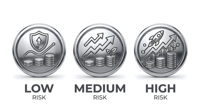 Investment risk level icons set