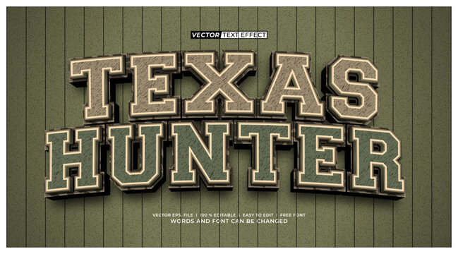 Texas Hunter Vintage 3D Editable Text Effect with Rustic Western Typography Style